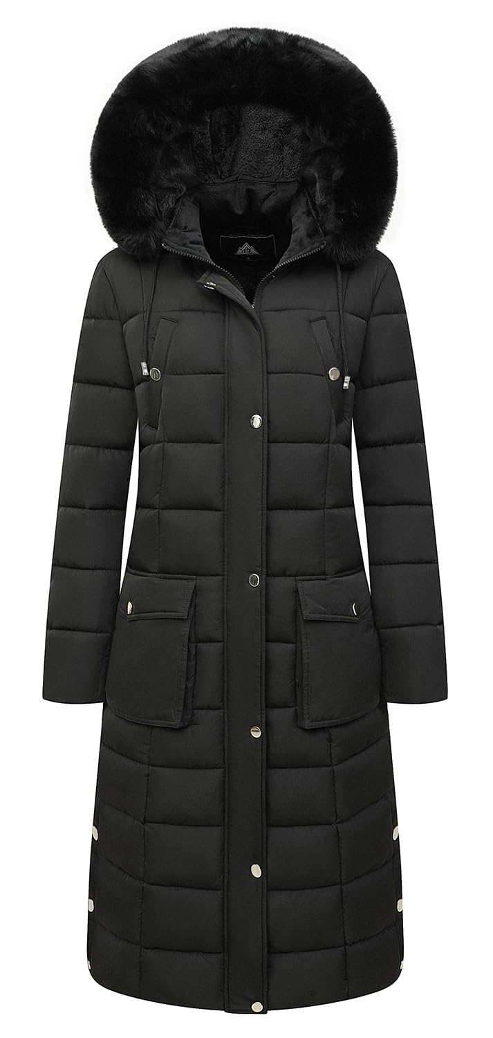 MOERDENG Women's Waterproof Long Winter Down Coats Warm Puffer Jacket Parka