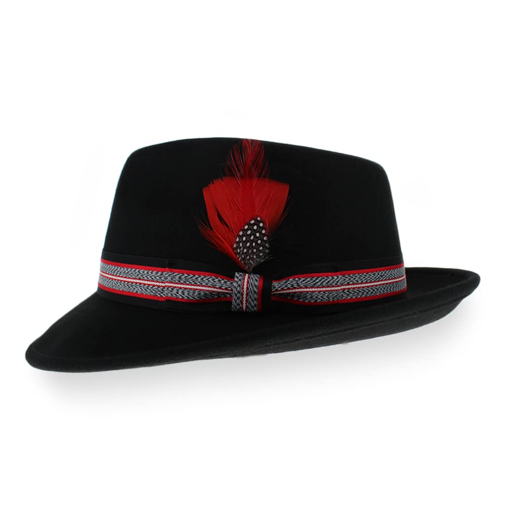 Belfry Gangster Men’s Fedora – Crushable 100% Wool Felt Hat, Stain Resistant & Travel Friendly Dress Fedora