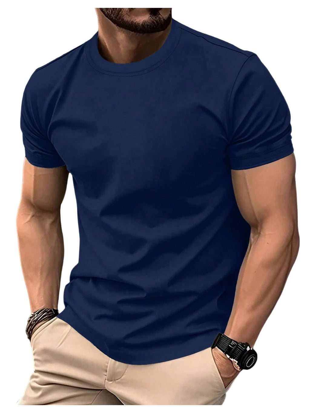 VIPWOLF Men's Casual Regular Fit Striped Shirt Graphic Tee