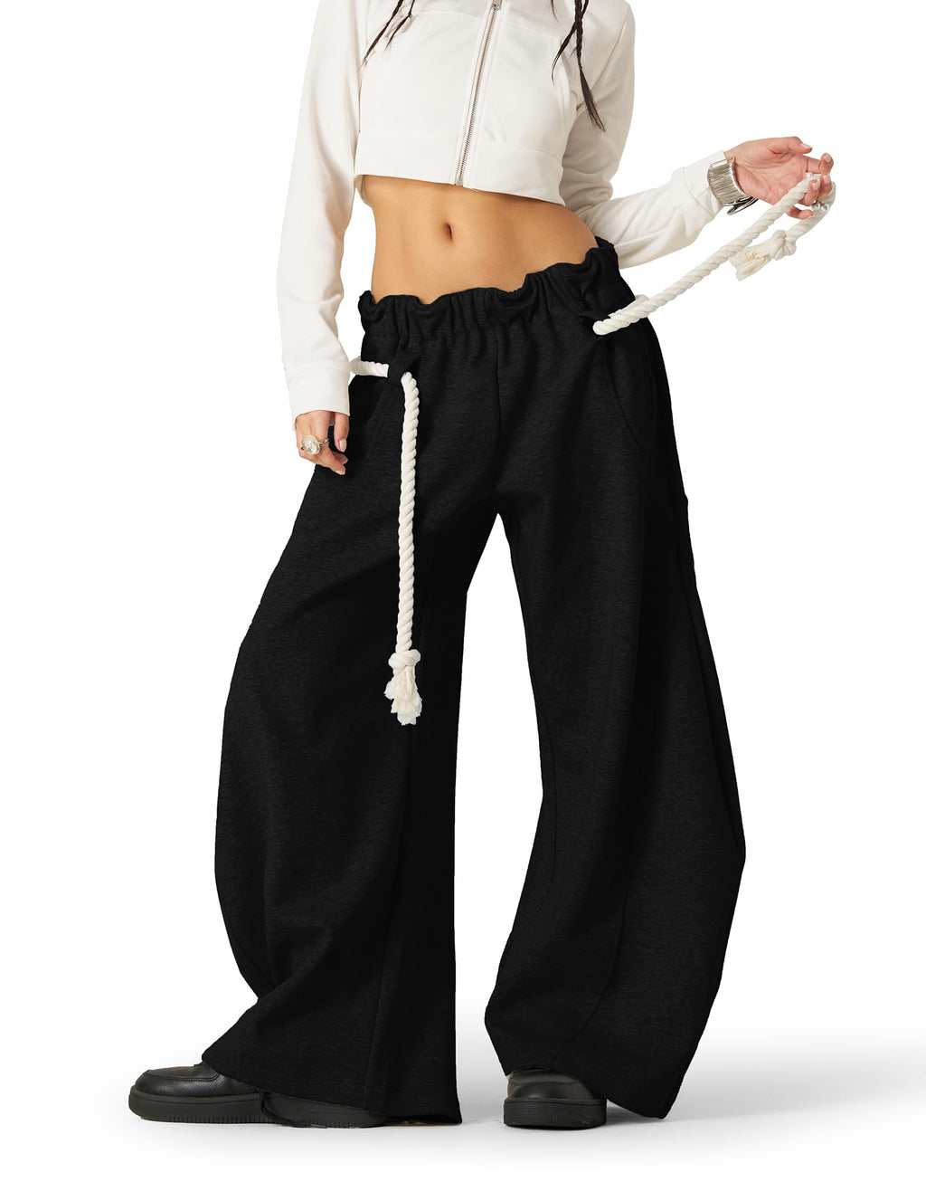 Aelfric Eden Super Baggy Barrel Sweatpants Wide Leg Pants for Women Men Casual Elastic Waist Unisex Lantern Trouser Pants