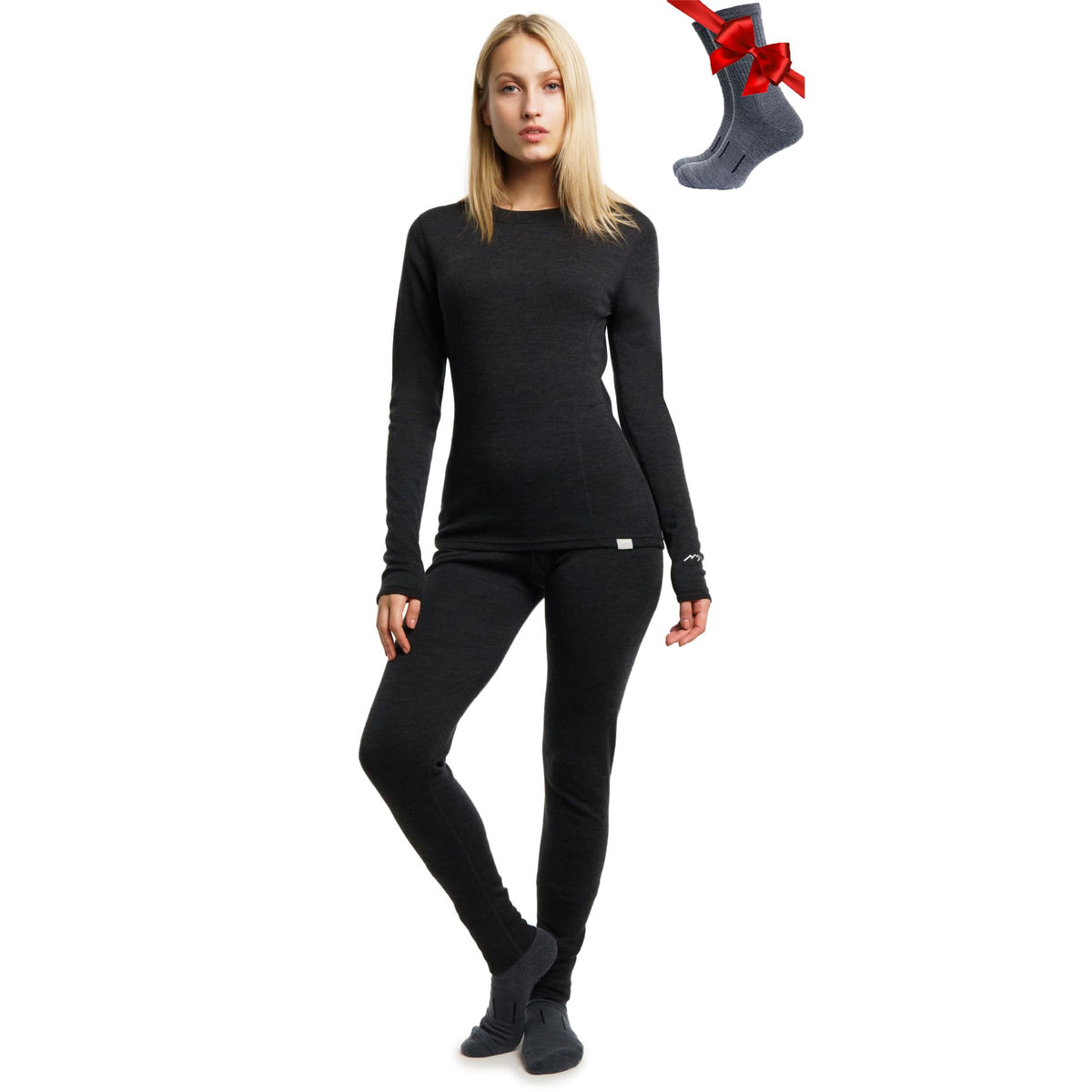 100% Merino Wool Base Layer Women Set - Thermal Underwear Women Top, Bottom