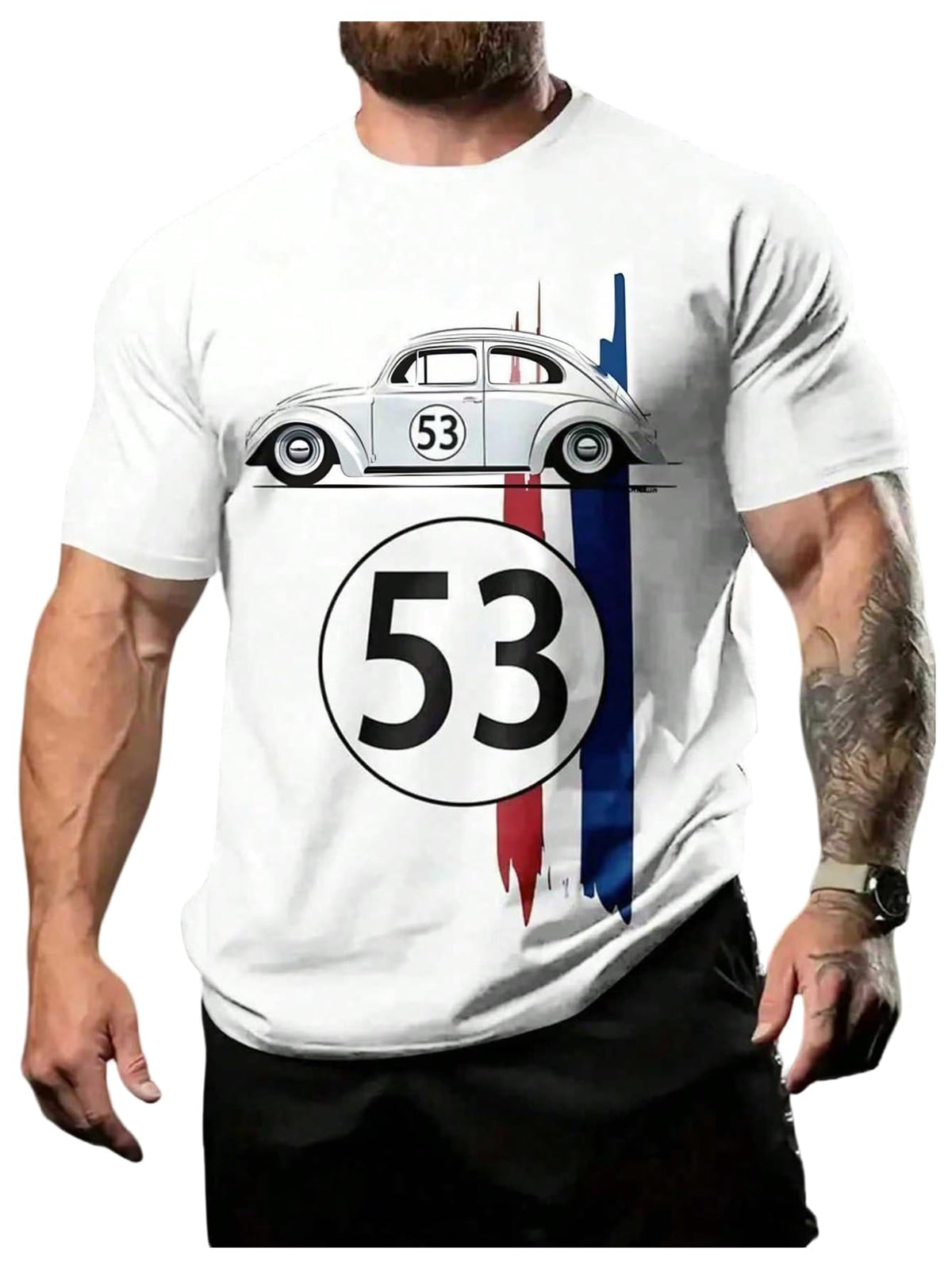 VIPWOLF Men's Casual Regular Fit Striped Shirt Graphic Tee