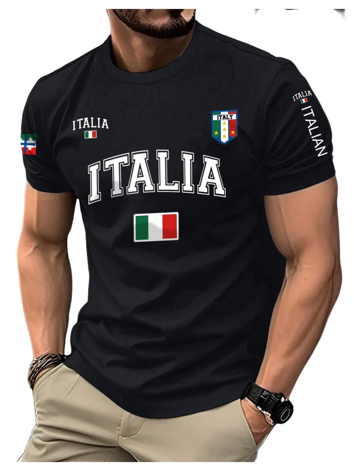 VIPWOLF Men's Casual Regular Fit Striped Shirt Graphic Tee