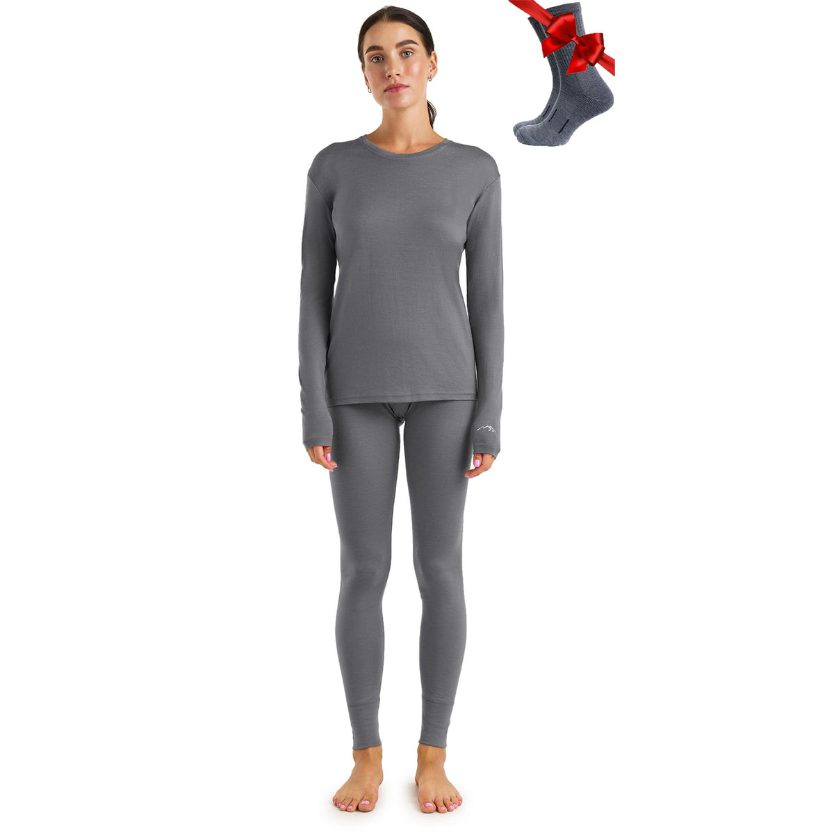 100% Merino Wool Base Layer Women Set - Thermal Underwear Women Top, Bottom