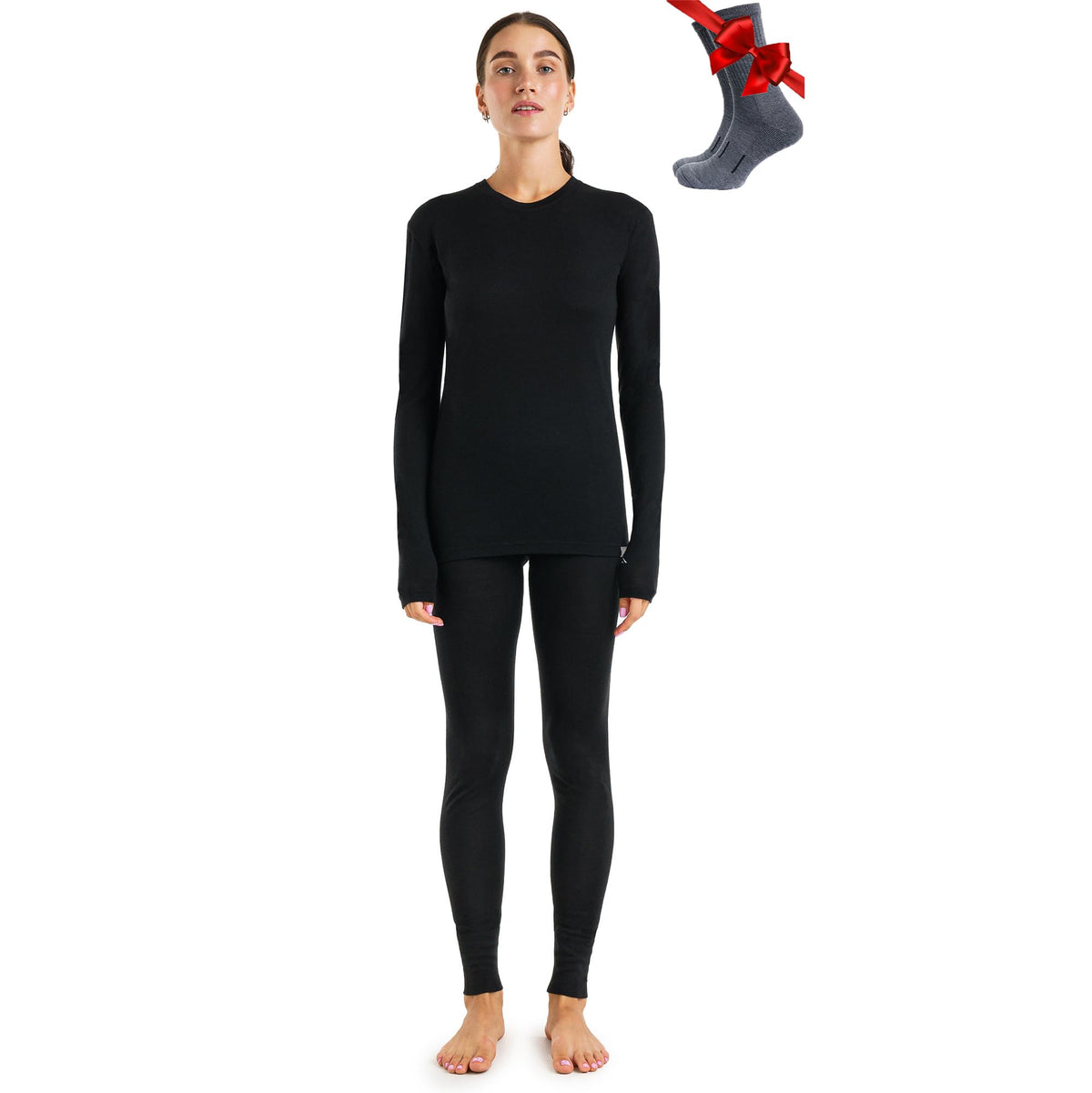 100% Merino Wool Base Layer Women Set - Thermal Underwear Women Top, Bottom