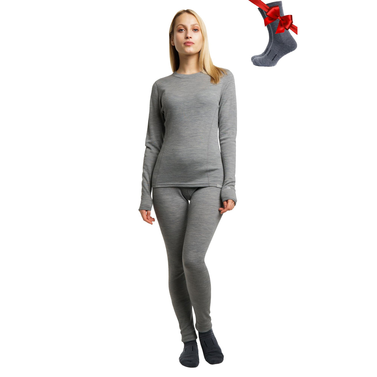 100% Merino Wool Base Layer Women Set - Thermal Underwear Women Top, Bottom