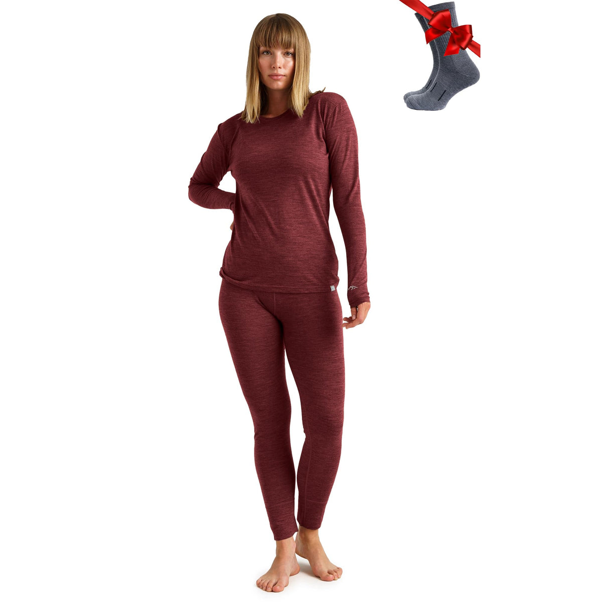 100% Merino Wool Base Layer Women Set - Thermal Underwear Women Top, Bottom