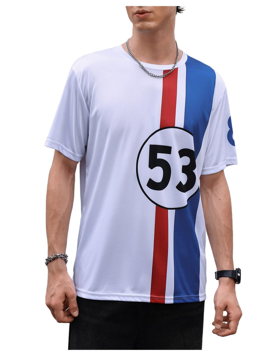 VIPWOLF Men's Casual Regular Fit Striped Shirt Graphic Tee