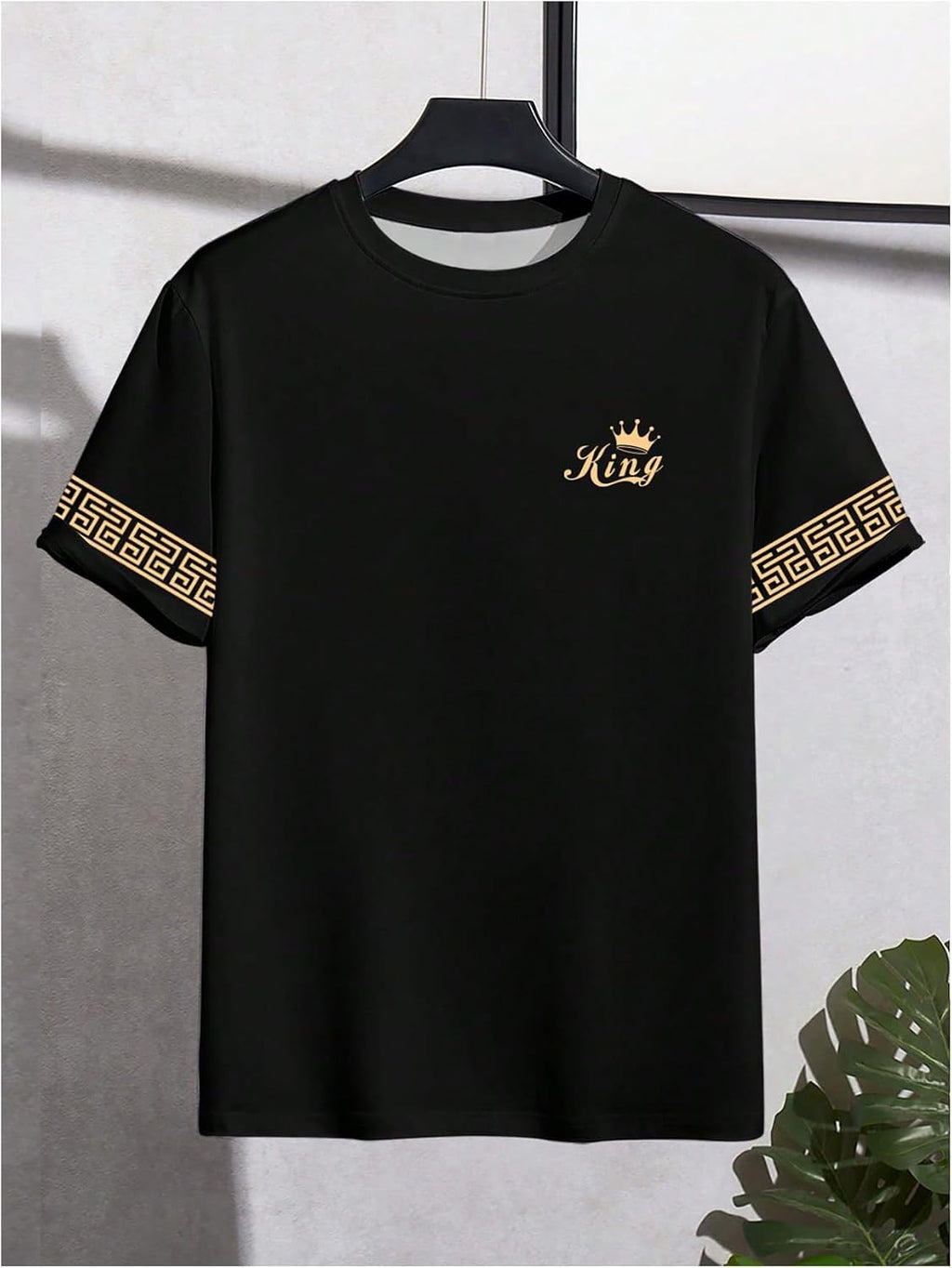 VIPWOLF Men's Casual Regular Fit Striped Shirt Graphic Tee