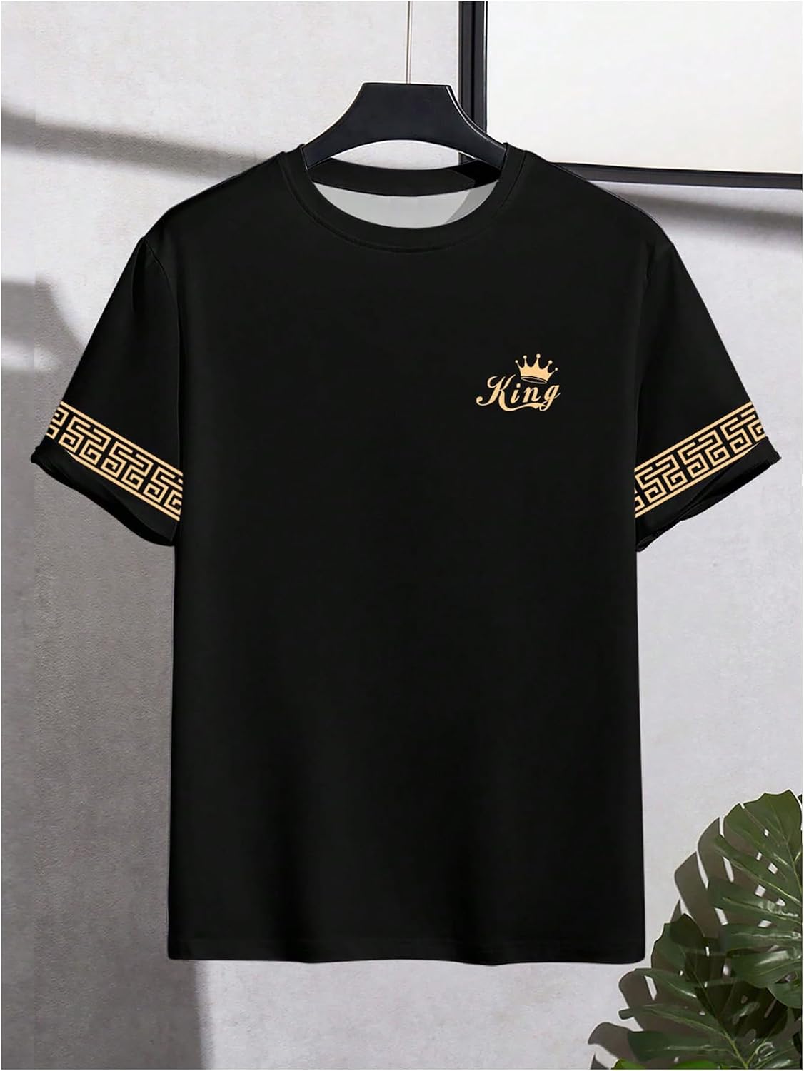 VIPWOLF Men's Casual Regular Fit Striped Shirt Graphic Tee