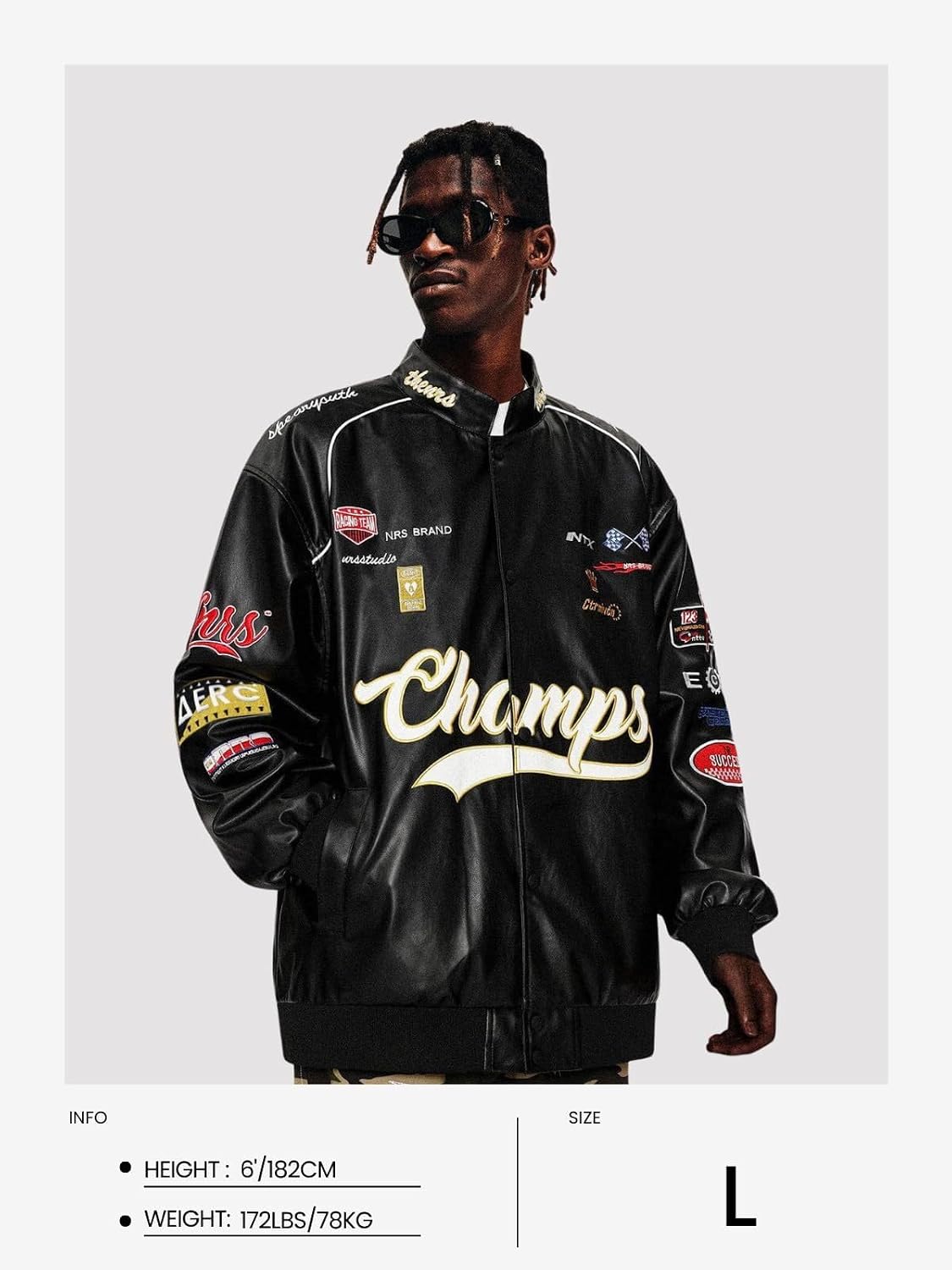 Aelfric Eden Faux Leather Racing Jacket Oversized Motorcycle Biker Racer Jackets Streetwear Unisex