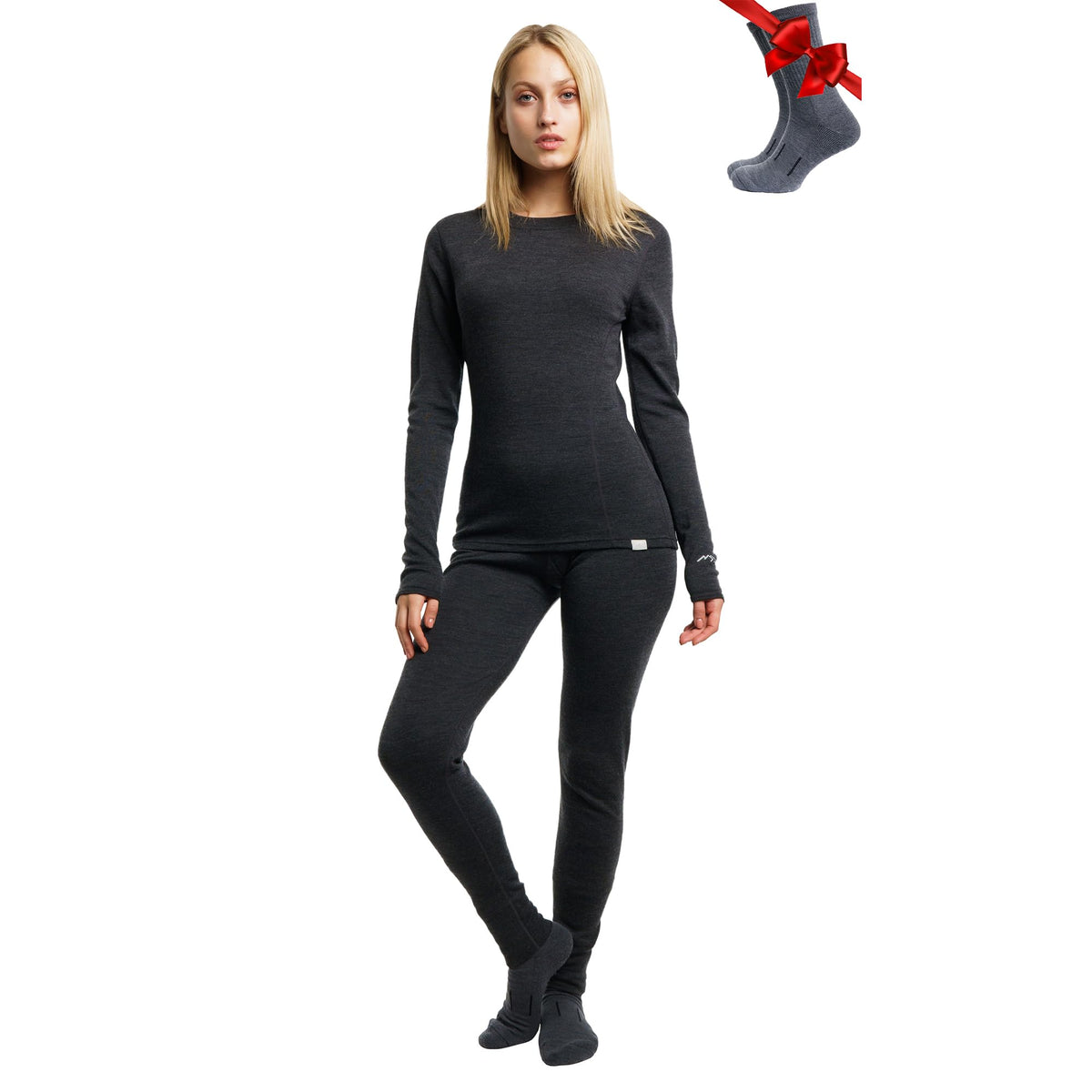 100% Merino Wool Base Layer Women Set - Thermal Underwear Women Top, Bottom