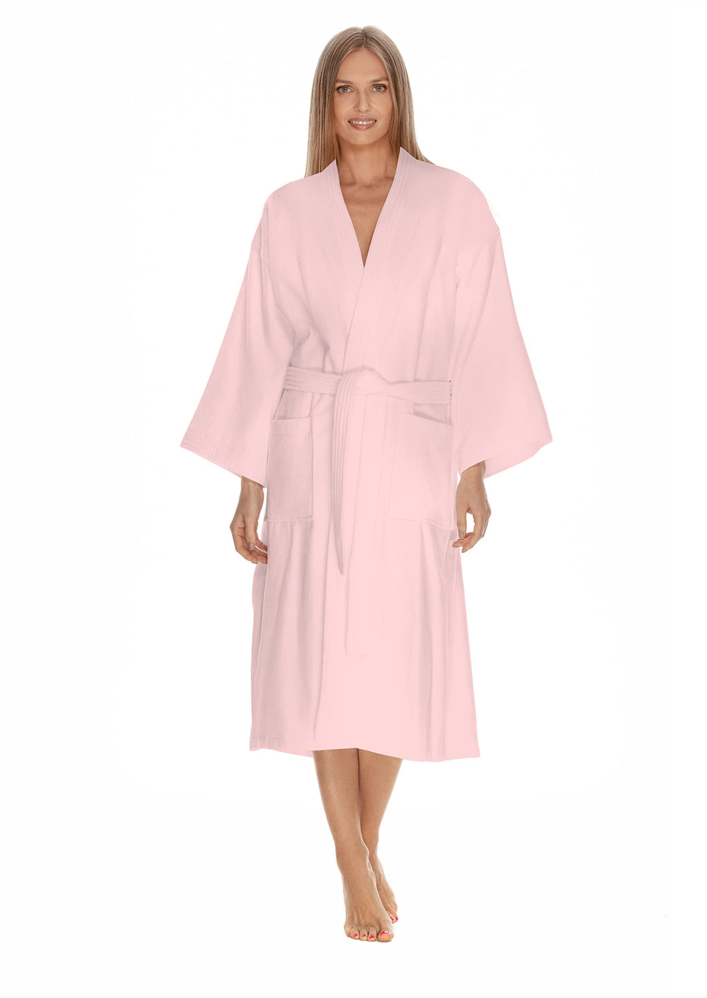 Womens Terry Cloth Bathrobe by Boca Terry, 100% Cotton White Hotel Spa Robe