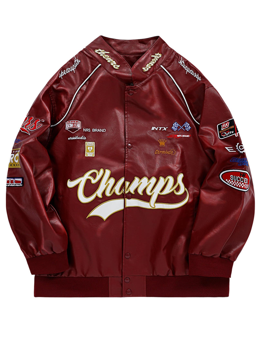 Aelfric Eden Faux Leather Racing Jacket Oversized Motorcycle Biker Racer Jackets Streetwear Unisex