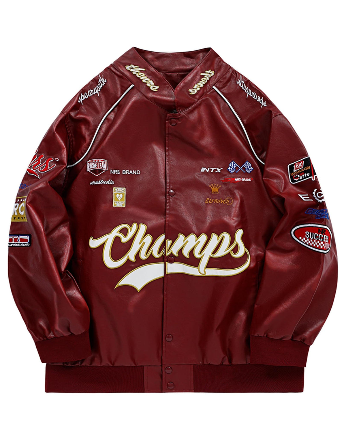 Aelfric Eden Faux Leather Racing Jacket Oversized Motorcycle Biker Racer Jackets Streetwear Unisex