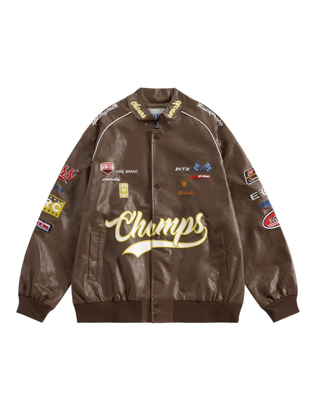 Aelfric Eden Faux Leather Racing Jacket Oversized Motorcycle Biker Racer Jackets Streetwear Unisex