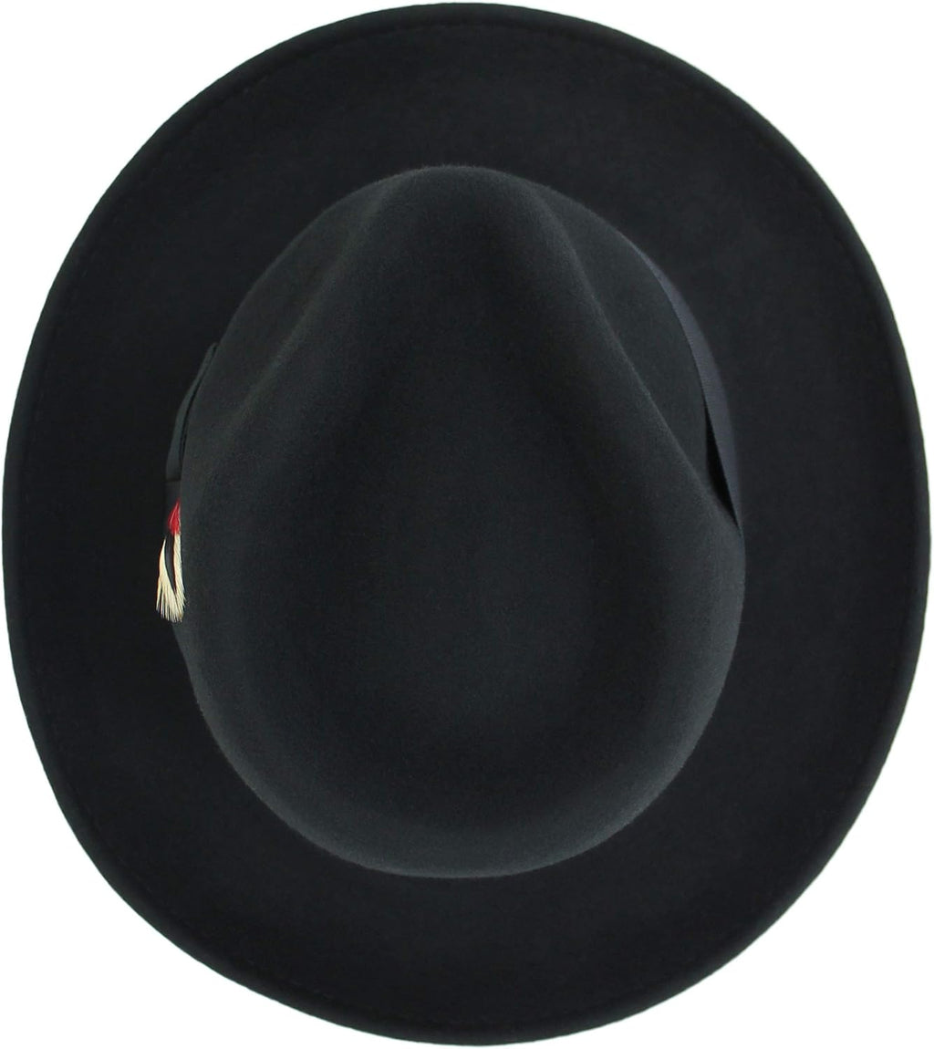 Belfry Gangster Men’s Fedora – Crushable 100% Wool Felt Hat, Stain Resistant & Travel Friendly Dress Fedora