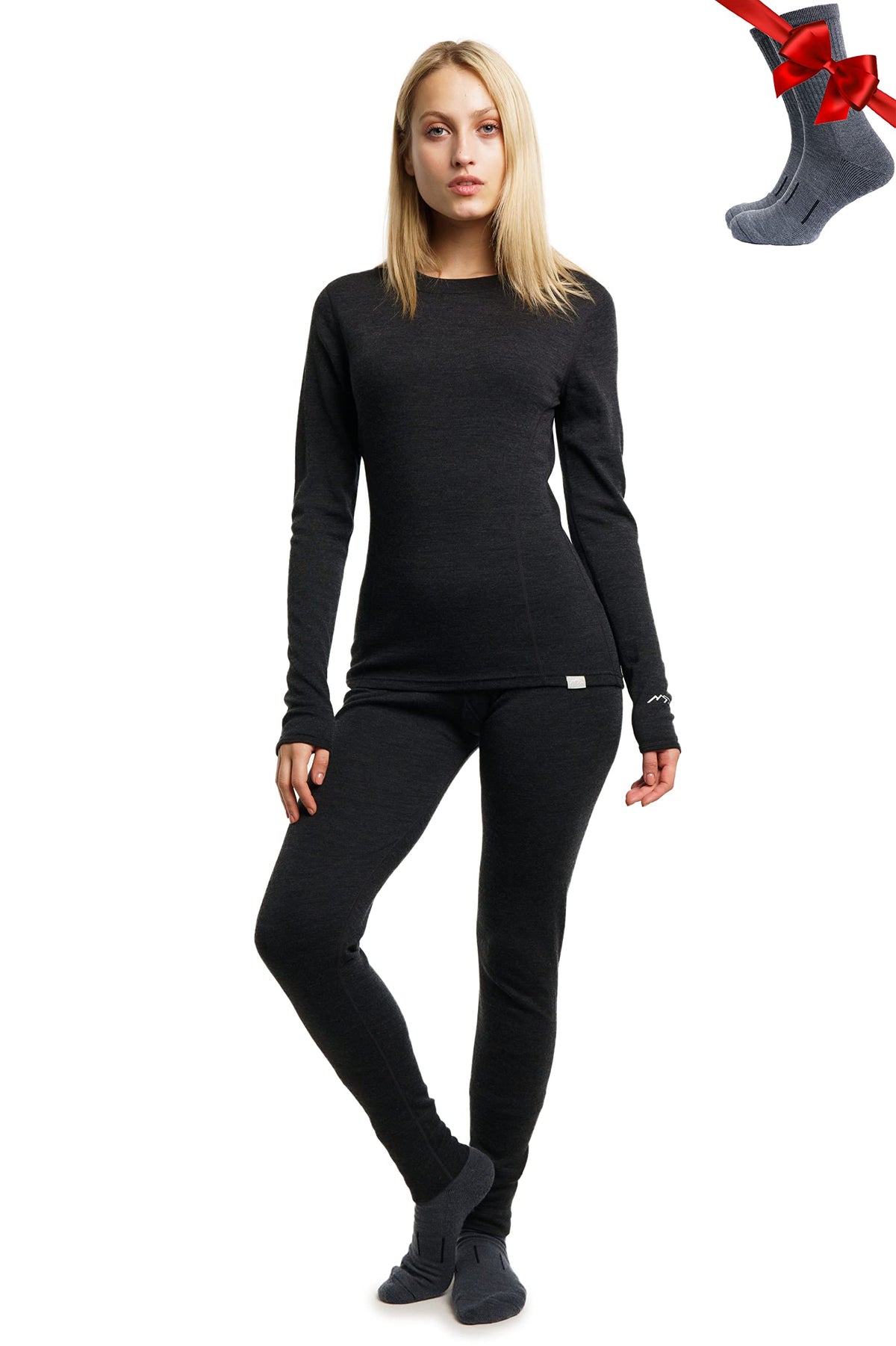 100% Merino Wool Base Layer Women Set - Thermal Underwear Women Top, Bottom