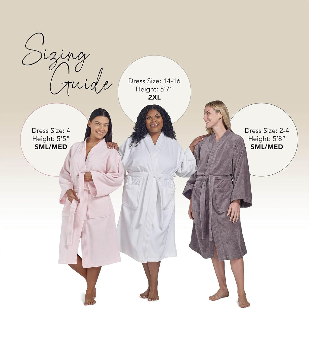 Womens Terry Cloth Bathrobe by Boca Terry, 100% Cotton White Hotel Spa Robe