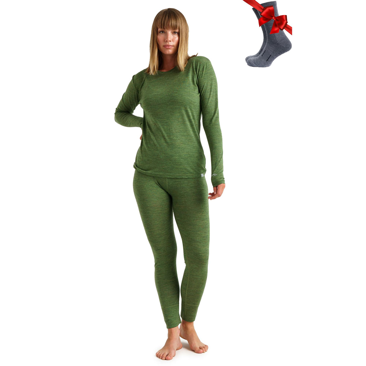 100% Merino Wool Base Layer Women Set - Thermal Underwear Women Top, Bottom