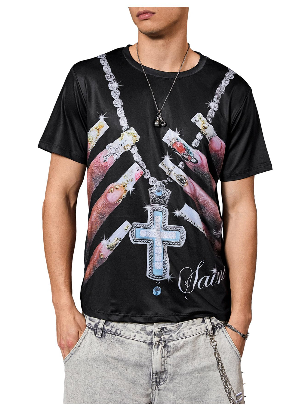 VIPWOLF Men's Figure Y2K Graphic Tee Shirt Short Sleeve Novelty T-Shirts