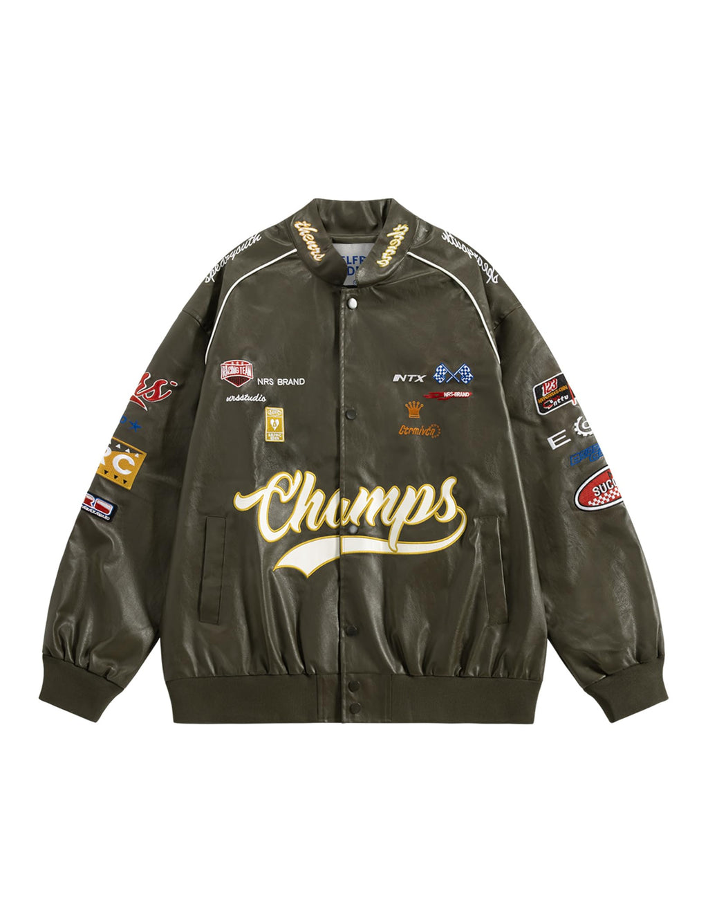 Aelfric Eden Faux Leather Racing Jacket Oversized Motorcycle Biker Racer Jackets Streetwear Unisex