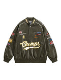 Aelfric Eden Faux Leather Racing Jacket Oversized Motorcycle Biker Racer Jackets Streetwear Unisex