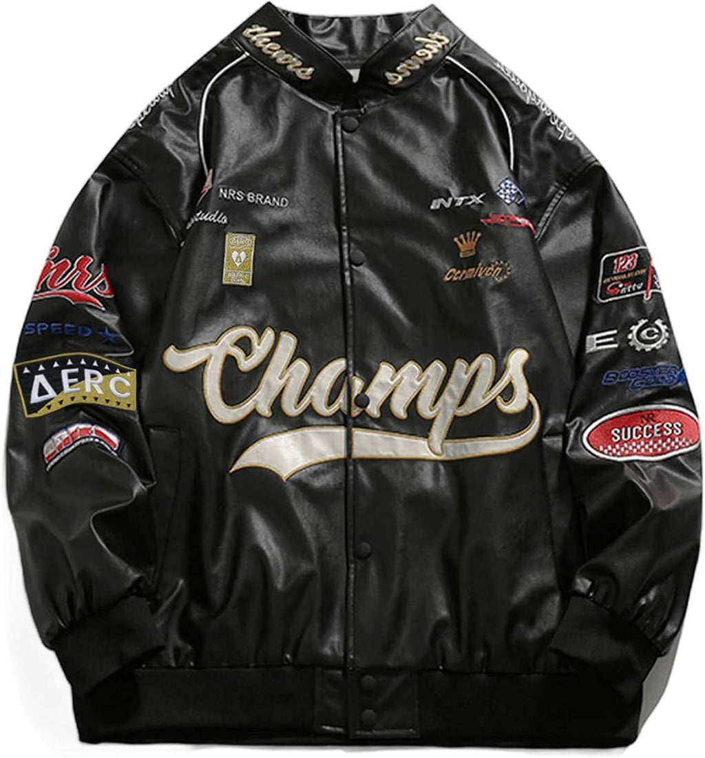 Aelfric Eden Faux Leather Racing Jacket Oversized Motorcycle Biker Racer Jackets Streetwear Unisex