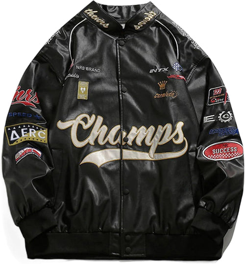 Aelfric Eden Faux Leather Racing Jacket Oversized Motorcycle Biker Racer Jackets Streetwear Unisex