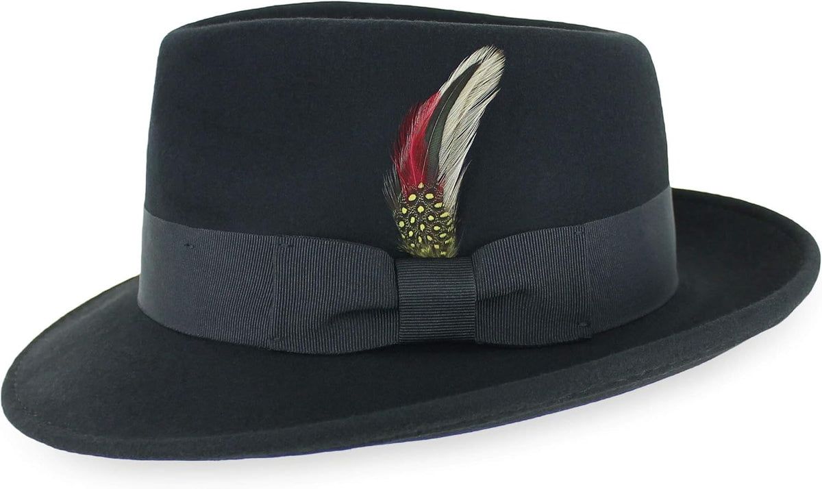 Belfry Gangster Men’s Fedora – Crushable 100% Wool Felt Hat, Stain Resistant & Travel Friendly Dress Fedora