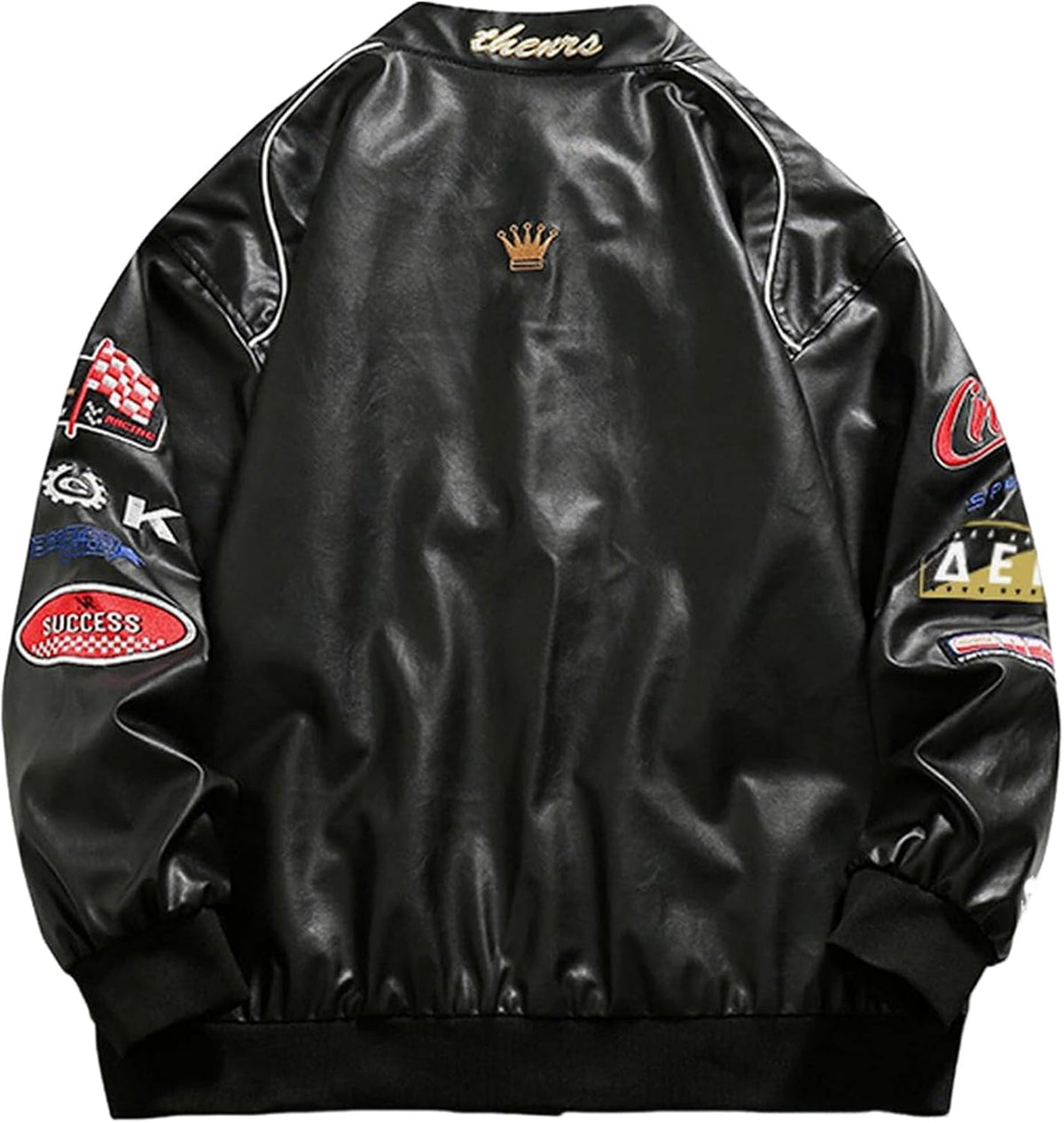 Aelfric Eden Faux Leather Racing Jacket Oversized Motorcycle Biker Racer Jackets Streetwear Unisex